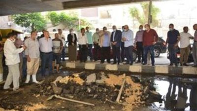 محافظ الجيزة يتفقد أعمال إصلاح كسر خط الطرد بشارع المتحف الزراعي بالعجوزة