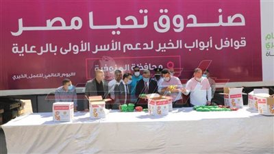 محافظ المنوفية يتفقد أكبر قافلة إنسانية لصندوق 