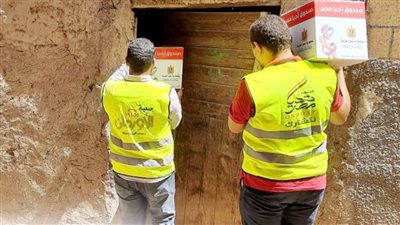 الأورمان توزع 12 ألف كرتونة على 75 قرية بالمنيا