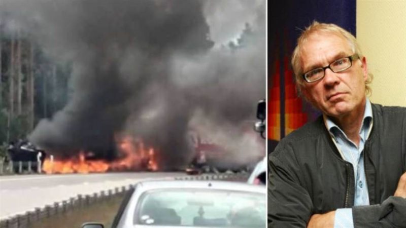 احتراق في حادث سيارة