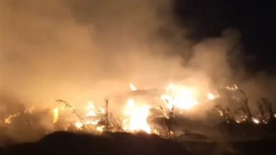 نشوب حريق في شونة قش أرز بالدقهلية 