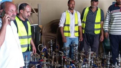 مصادرة وإعدام ١٨٣ شيشة وتحرير ٣٧ محضرا بالبحيرة