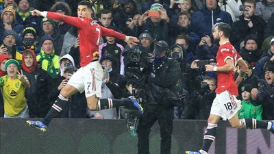  كريستيانو رونالدو يُبهر مدرجات كارو رود بفوز مانشستر يونايتد على نورويتش سيتي