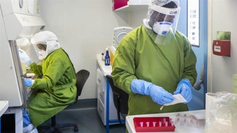 أطباء يفحصون عينات