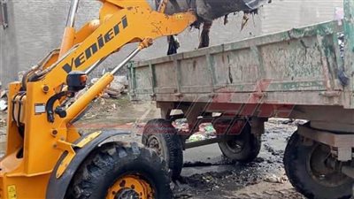 رفع تراكمات القمامة من شوارع مدينة بلطيم في كفر الشيخ