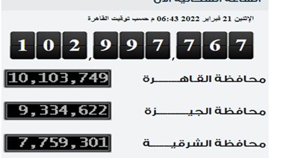 الإحصاء: عدد سكان مصر بالداخل سيبلغ 103 ملايين نسمة غدا