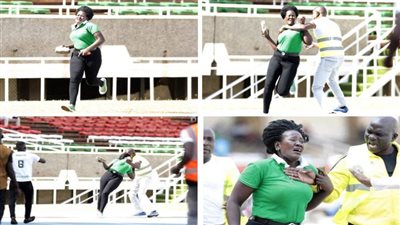 زوجة لاعب جورماهيا الكيني تقتحم الملعب بالحجارة للتشاجر مع المنافس