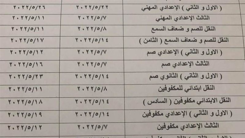 مواعيد الامتحانات