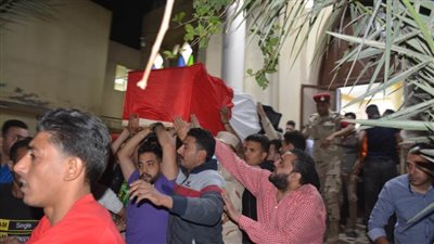 جنازة شعبية مهيبة لشهيد الواجب ضحية الحادث الإرهابى بسيناء بمسقط رأسه بالخانكة