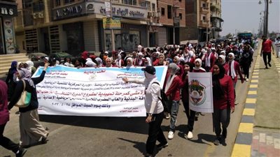 انطلاق مسيرة المشي لطلاب المدارس الإعدادية والثانوية ببني سويف