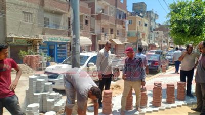 تركيب بلاط الإنترلوك بطرق بمدينة دسوق في كفر الشيخ