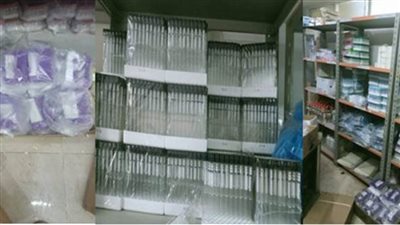 ضبط أكثر من 10 آلاف قطعة مستلزمات طبية غير صالحة للاستهلاك الآدمي داخل مخزن بدون ترخيص بالقاهرة