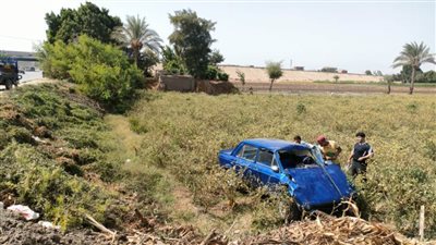 إصابة شاب إثر انقلاب سيارة ملاكي بالطريق الحر في زراعات طوخ