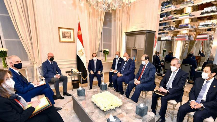 لقاء الرئيس عبد الفتاح السيسي مع السيد شارل ميشيل