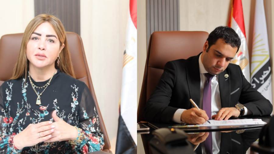 الدكتور محمد بدران الأمين العام والدكتوره جيهان مديح رئيس الحزب