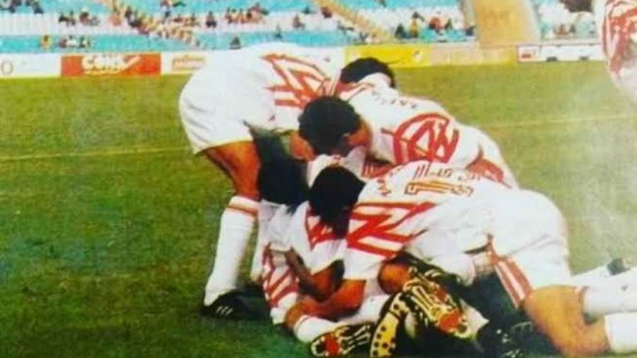 احتفال الزمالك بهدف أيمن منصور