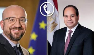 الرئيس السيسي يستعرض مع رئيس المجلس الأوروبي التحركات المصرية لوقف التصعيد الإسرائيلي الفلسطيني