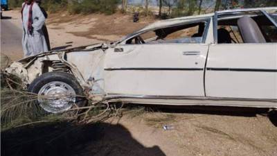 مصرع شاب وإصابة 5 آخرين في حادث انقلاب سيارة بيجو علي طريق بورسعيد دمياط