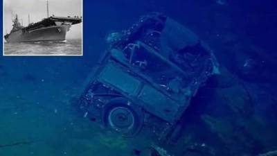 عاجل.. العثور على مركبة غامضة بحاملة طائرات غارقة من الحرب العالمية الثانية