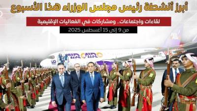 "إعلامي الوزراء" يستعرض أنشطة مدبولي في أسبوع