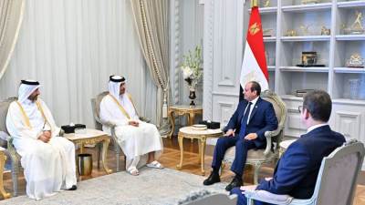 الرئيس السيسي يستقبل رئيس وزراء قطر لبحث التعاون الثنائي ومستجدات الأوضاع في غزة