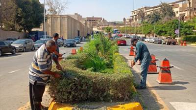 محافظ الجيزة: صيانة المسطحات الخضراء والأشجار والمزروعات بمحيط المتحف المصري الكبير 