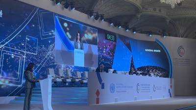 د. منال عوض تلقي كلمة مصر أمام مؤتمر التنمية الصناعية "اليونيدو"