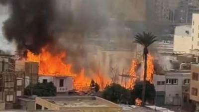 بالصور.. حريق يلتهم ديكور مسلسل "الكينج" داخل استوديو مصر بالجيزة